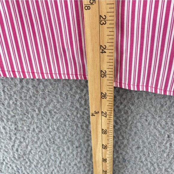 Chicos Shirt Womens 3 US Extra Large Pink Striped No Iron Button Up 3/4 Sleeves - Picture 7 of 9